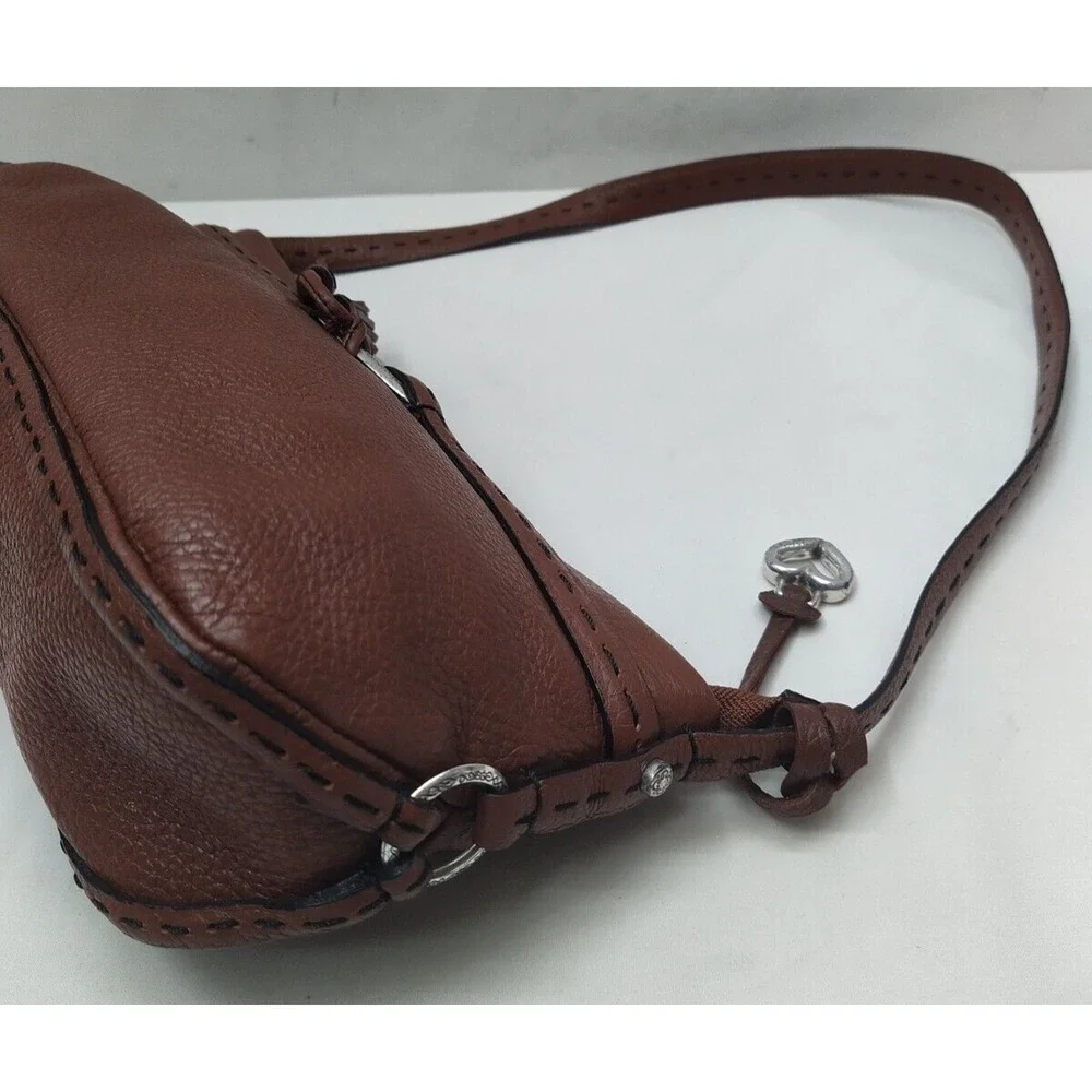 Brighton Brown Pebbled Leather Zipper Closure Hobo Shoulder Bag